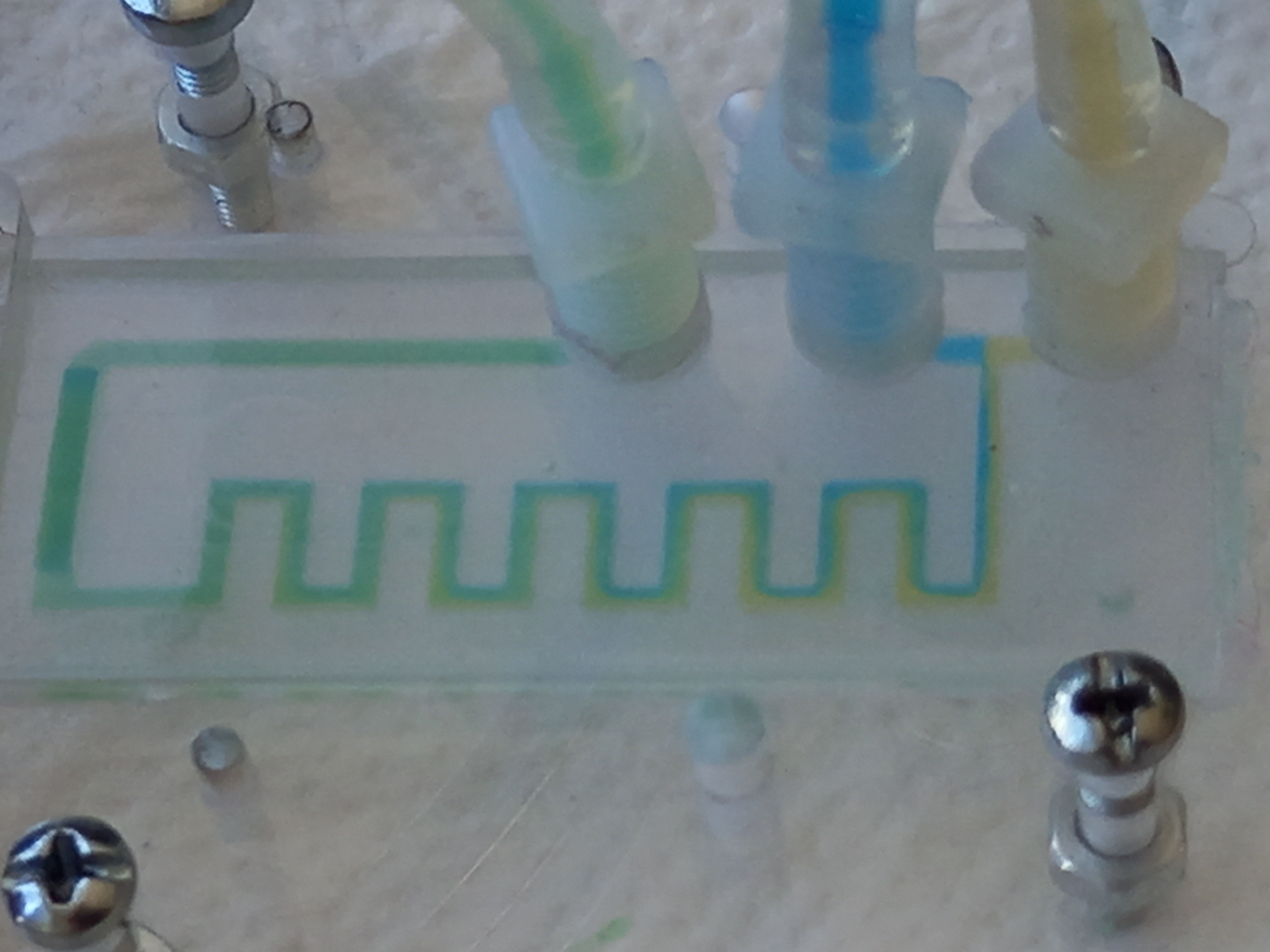 Fluid flow through the channels of a microfluidic Lab-on-Chip device